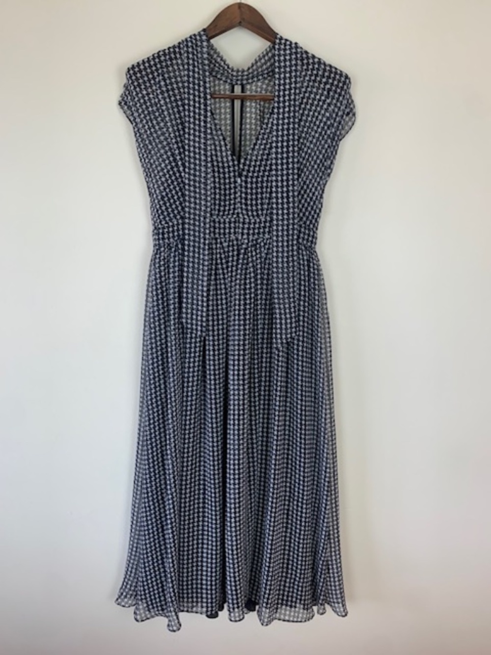 Kate Spade Elegant Chiffon Dress Houndstooth Black & White Women's Size 4 - Picture 4 of 14